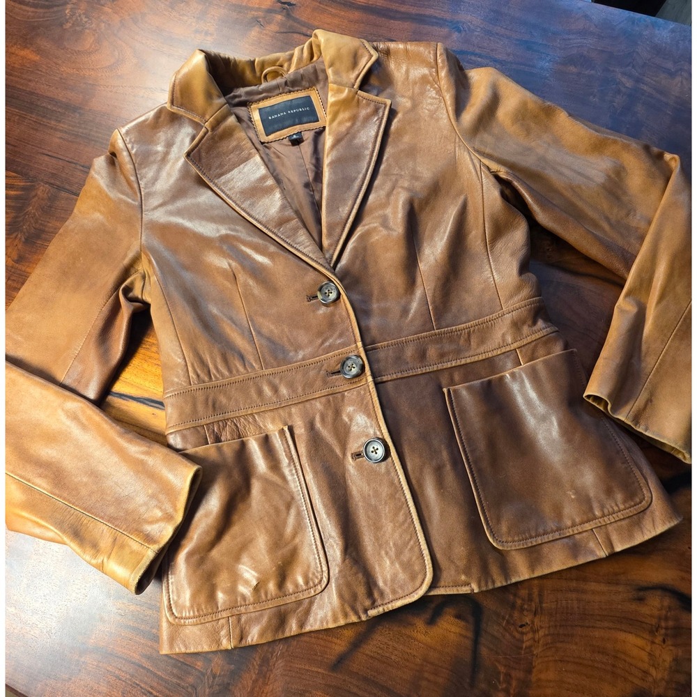 BANANA REPUBLIC VINTAGE BUTTERY SOFT LEATHER ARCHIVE 90's Y2K STYLE CAFE RACER